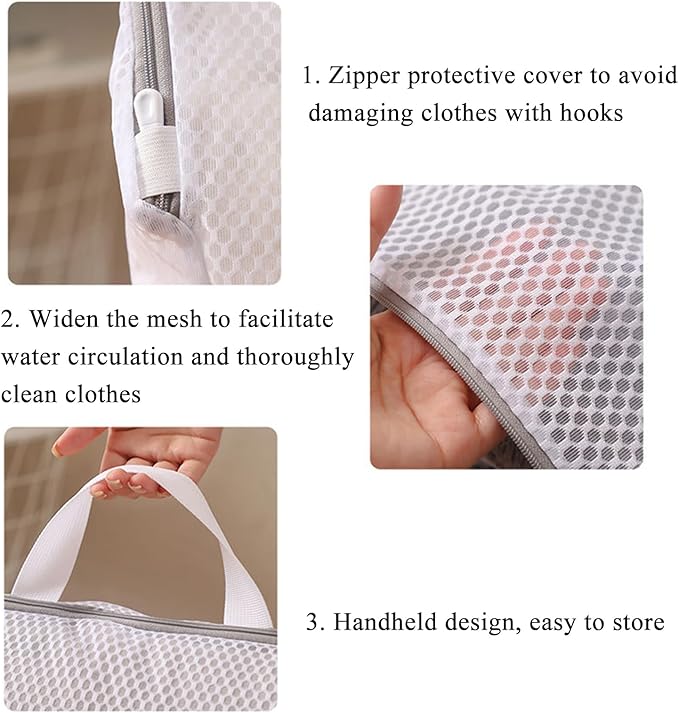 Mesh Laundry Bags for Delicates Reusable Durable Laundry Mesh Wash Bags Large Laundry Travel Bags for College Dorms Apartments Travel Storage Organizer Bag (3Pcs)