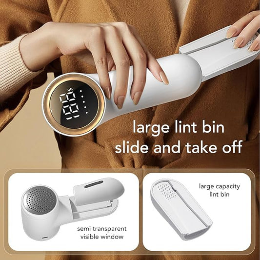 Fabric Shaver, USB Rechargeable Lint Remover with 5 Speeds, 6 Leaf Blades, Portable Electric Sweater Defuzzer for Clothes Blanket and Furniture, Strong Suction