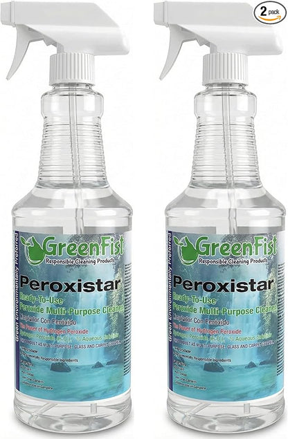 GreenFist Hydrogen Peroxide All Purpose (Glass, Carpet,Stain Remover) Cleaner (1 Quart, 32 oz - 2 PACK)
