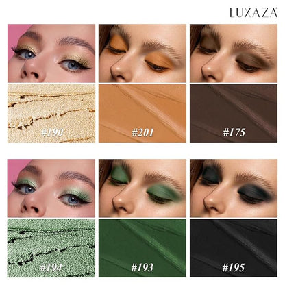 Neutral Eyeshadow Stick Makeup 6PCS Set, Green Metallic Shimmer Matte Cream Eye Shadow Eyeliner Brightener Pencil Crayon - GOLDENTREE