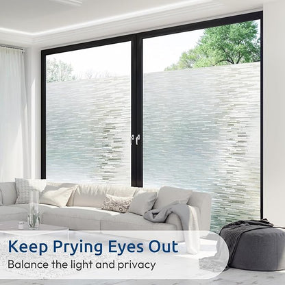 rabbitgoo Window Privacy Film, No Glue Frosted Glass Film, Static Cling UV Blocking Non Adhesive Reusable Heat Control Window Vinyl Clings for Home, Office, Frosted Silk, 35.4 x 157.4 Inches