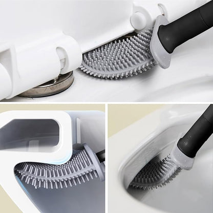 Black Toilet Brush, Toilet Bowl Brush, Silicone Toilet Brush and Holder, Compact Size, Toilet Brushes & Holders for Dead Corner Clean, Ventilation Slots Base