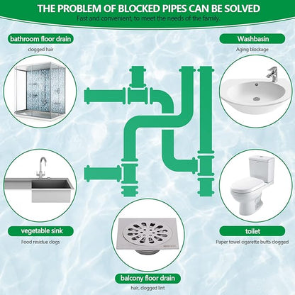 24pcs Drain Sticks Drain Cleaner Sticks Drain Sink Deodorizer Sticks Keep Your Drain Pipes Clear Keep Clogs for Kitchen Bathroom Toilet (Geen)