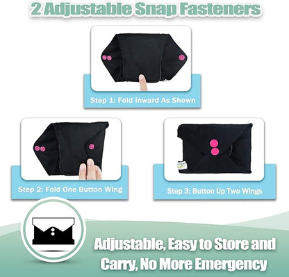 wegreeco Reusable Menstrual Pads - Reusable Sanitary Pads | Reusable Panty Liners | Soft Cloth Menstrual Pads - 6 Pack with 1 Cloth Mini Wet Bag (X-Large, Black)