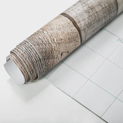 Yun-aeon Natural Wood-Grey Wood Contact Paper Peel and Stick Wallpaper 17.3"x 200"Self Adhesive Removable Vintage Faux Wood Wall Paper Plank Shelf Home Decoration Kitchen Counter Cover Use