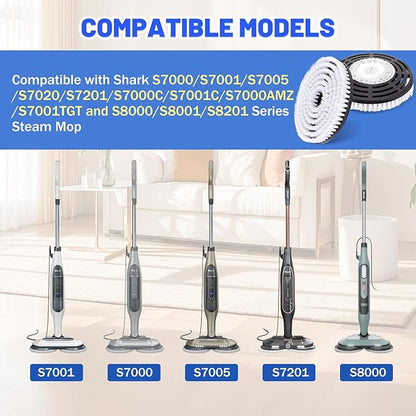 Upgraded Steam Mop Pads for Shark S7000 Series - Replacement Brush Heads with Scrubbing Bristles | Deep Cleans Hardwood, Tile, Laminate Floors | Compatible with S8201/S8001/S7201 Models-2 Pack