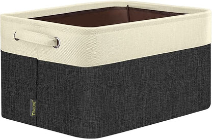 BALEINE 1 Pack Fabric Closet Storage Bins for Shelves, Linen Closet Organizers and Storage, Decorative Baskets for Organizing, Shelf, Clothes, Home, Office (Black, 17''x13''x10.5'')