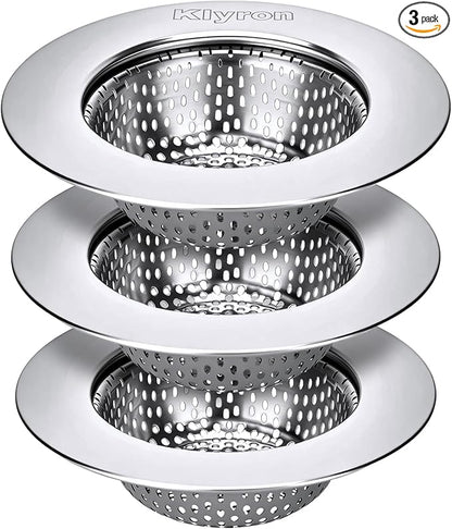 3-Pack Stainless Steel Kitchen Sink Strainer – 2026 Deep Basket Drain Filter, Rust-Proof Food Catcher, Smooth Edge, Fits 3.5" for Kitchen, Utility Sinks, Basins. Anti-Clog, Dishwasher Safe (4.5" OD)