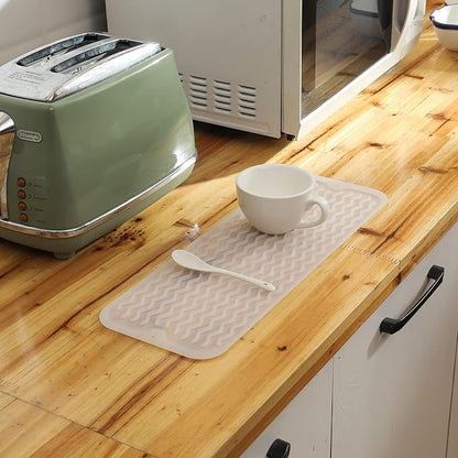 MicoYang Silicone Dish Drying Mat for Multiple Usage,Easy clean,Eco-friendly,Heat-resistant Silicone Mat for Kitchen Counter,Sink,Bar,Bottle,or Cup Translucent M 17 inches x 6 inches