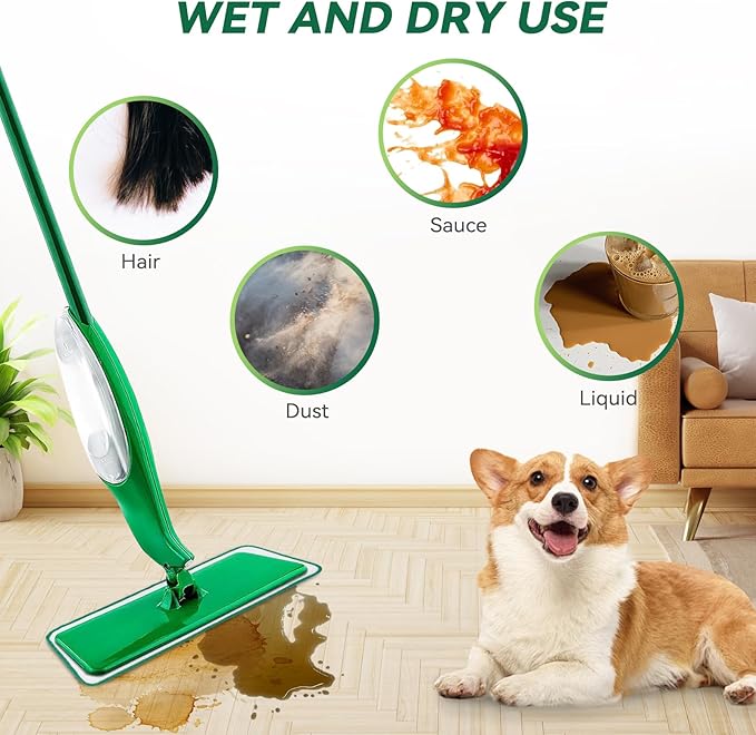 Mop Head Replacement for Libman Freedom Spray Mop - Washable Reusable Wet & Dry Cleaning - Microfiber Spray Mop Pads Refill for Multi-Surface Floor -4 Pack (Green）