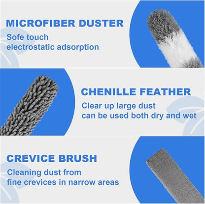 Dusters for Cleaning,Microfiber Duster Feather Duster with Extension Pole,4PCS Ceiling Fan Cleaner Duster,Long Duster Extended Handle,Blind Cleaner Dusting