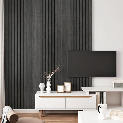 197"x23.6" 3D Wood Panels for Interior Wall Decor Peel and Stick Acoustic Wood Slat Wall Panel Self Adhesive Soundproof Wooden Slats Paneling Wallpaper for Bedroom Living Room Gym Backdrop