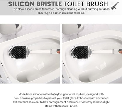 Toilet Brush & Plunger Set - Toilet Bowl Brush and Holder, Refillable Liquid Dispenser Brush - 2 in 1 Silicone Toilet Brush & Plunger Set for Bathroom