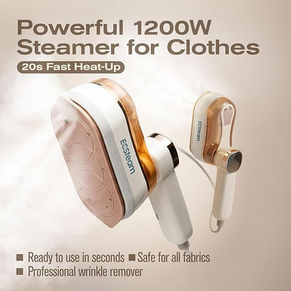 Steamer for Clothes & Iron 2 in 1, Portable Clothes Steamer Handheld & Travel Steam Iron for Clothes, 1200W 20s Fast Heat-Up, Foldable Design, 180ml Tank, 23 Min Steam, 120V Wrinkle Remover