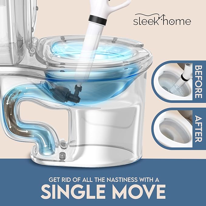 Air Plunger Drain Clog Remover By Sleek Home- High-Pressure Air Toilet Plunger & Drain Unclogger- Drain Cleaner & Hair Clog Remover Air Blaster (ABS)