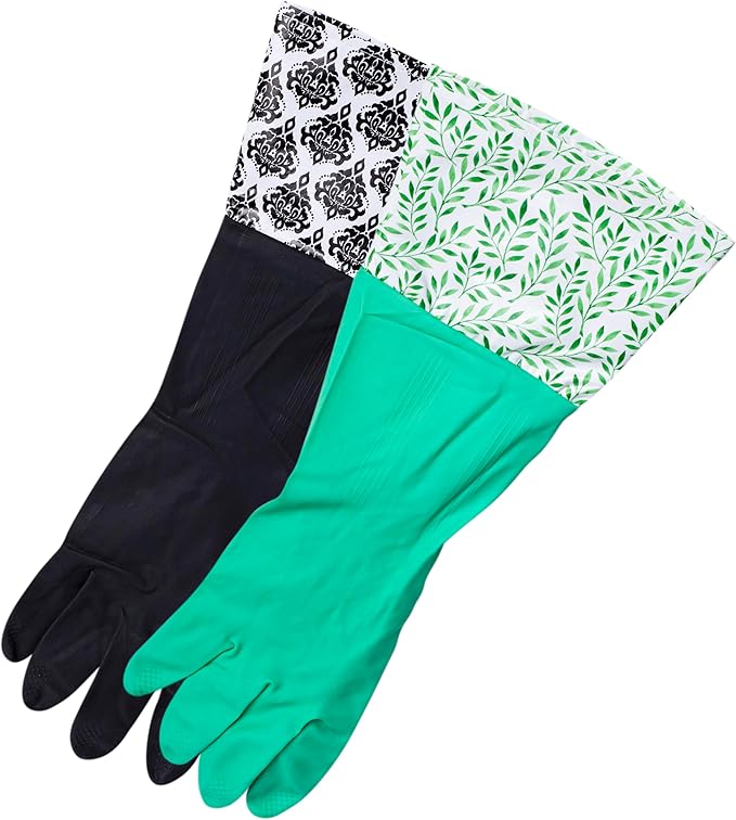 Glam Gloves, Latex Cleaning Gloves, Extra Long Gloves with Vinyl Cuff, Includes 2 Pairs of Gloves