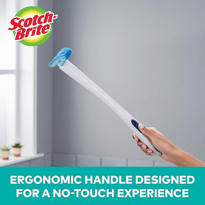 Scotch-Brite Disposable Toilet Scrubber Starter Kit, Disposable Refills with Built-In Bleach Alternative, Includes 1 Handle, Storage Caddy and 5 Refills