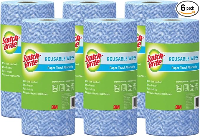 Scotch-Brite Multi-Purpose Wipes, 6 Rolls, 40 Sheets Per Roll, 240 Sheets Total