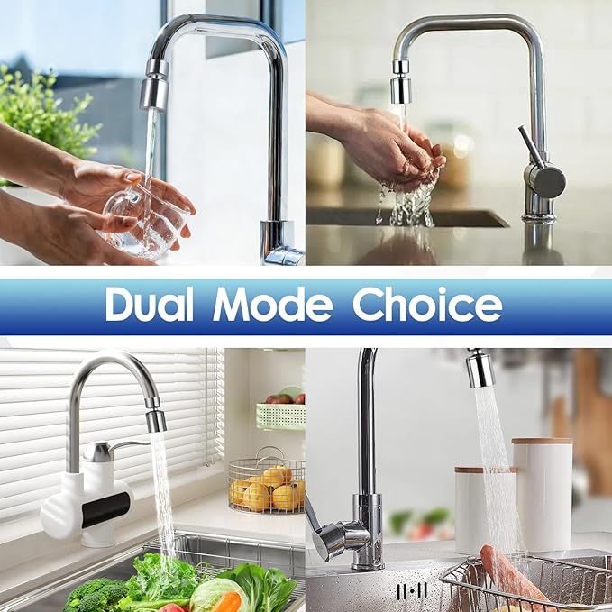 Swivel Faucet Aerator 360 Degree Twist Kitchen Sink Aerator Dual-Function Sink Sprayer Attachment Kitchen 55/64 Inch Female Thread Faucet Extender Splash-Proof