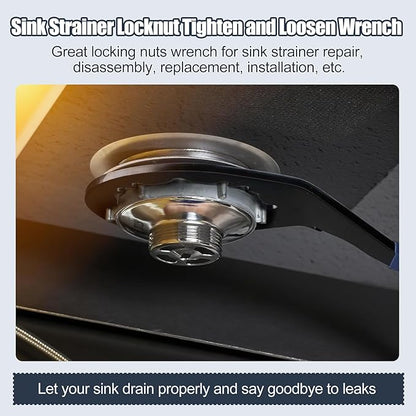 Universal Sink Drain Wrench for Loosen Tighten Strainer Locking Nut Fits All 4-, 6- and 8-tab, Toilet Bathroom Kitchen Sink Wrench