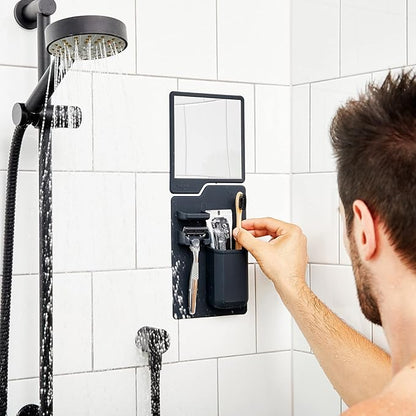 TOOLETRIES The Harvey Toothbrush & Razor Holder - Silicone Shower Organizer, Toiletries & Toothbrush Holder for Shower, Bathroom Accessory - Silicone-Grip Technology, Removable & Reusable - Charcoal