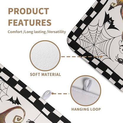 Happy Halloween Fall Pumpkin Dish Drying Mat for Kitchen Counter 18x24 In Spooky Ghost Bats Spider Web Buffalo Plaid Drying Mats Microfiber Dish Drainer Mat Large Absorbent Fast Dry Pad