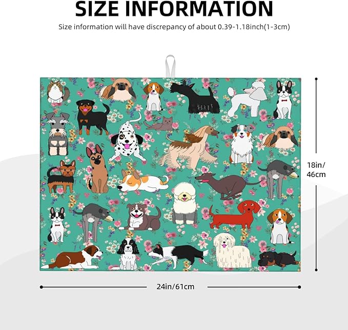 Dog Dish Drying Mat For Kitchen Microfiber Drying Mats Absorbent Reversible Dish Pad Draining Mats For Countertop Coffee Mats 18x24 Inch