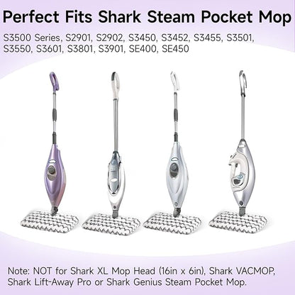 Steam Mop Replacement Pads for Shark S3500 Series S3501 S3601 S3550 S3801 S3901 SE450 S3601D S3901D S2901 S2902 Microfiber Steam Pocket Mop Pads Washable, 6 Pack