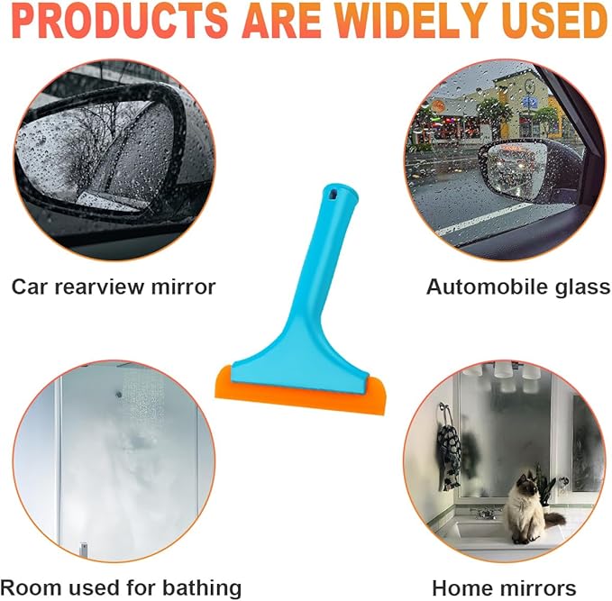 Small Silicone Window Squeegee, 5.9 Inch Car Windshield Water Blade Squeegee with Non-Slip Handle, All-Purpose Cleaning Squeegee for Car Windshield, Window, Mirror (Blue)