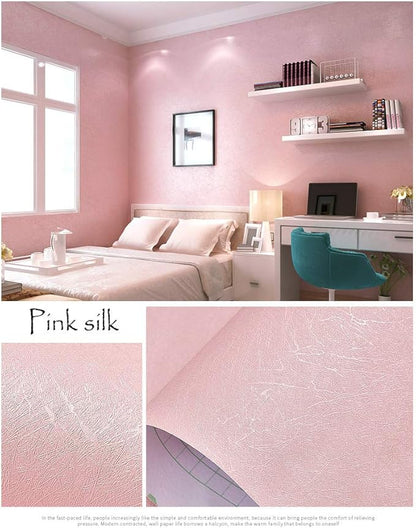 Cohoo Home 512inL 15.7inW Silk Pink Wallpaper Peel and Stick Contact Paper Pink Textured Silk Wallpaper for Bedroom Self Adhesive Removable Wall Sticky Paper Girls Room Drawer Liner Waterproof