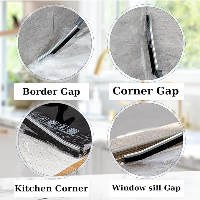 Crevice Cleaning Brush,Grout Cleaner Scrub Brush Tool Deep Tile Joints,New Multifunctional Bathroom Gap Cleaning Brush Tool, Hard-Bristled Crevice Long Handle Brush, 3 Pcs+Hanger Gift