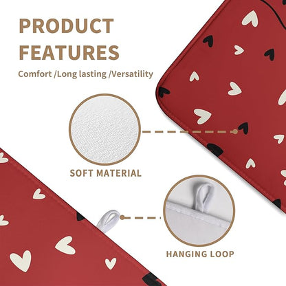 Valentine Dish Drying Mat for Kitchen Counter Valentines Day Red Black Love Heart Holiday Drying Mats Absorbent Microfiber Dish Draining Mat Extra Large Dish Rack Pad 18x24 Inch
