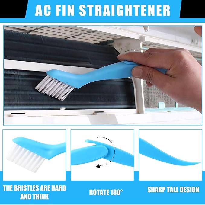 8 Pcs Air Conditioning Fin Cleaner Set HVAC Coil Cleaning Brush Condenser Fin Straightener Evaporator Coil Cleaner AC Comb Condenser Split Cleaning Kit Fridge Radiator Tool(Wood,Bamboo)
