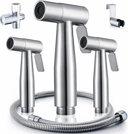 3 Packs Handheld Bidet Sprayer for Toilet with Adjustable Jet Spray for Toilet Bidet Cloth Diaper Sprayer Sets, Stainless Steel Bathroom Fixture Hardware Parts Bidet Faucets