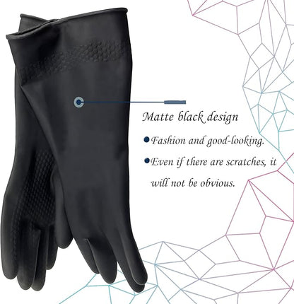 Black Cleaning Rubber gloves, M-L Kitchen Household Dishwashing Latex Gloves, Heavy Duty Chemical Glove