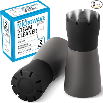 IMPRESA 2 Pack Microwave Steam Cleaner - Quick & Effortless Grime and Odor Elimination - Just Add Vinegar & Water - Microwave Cleaner