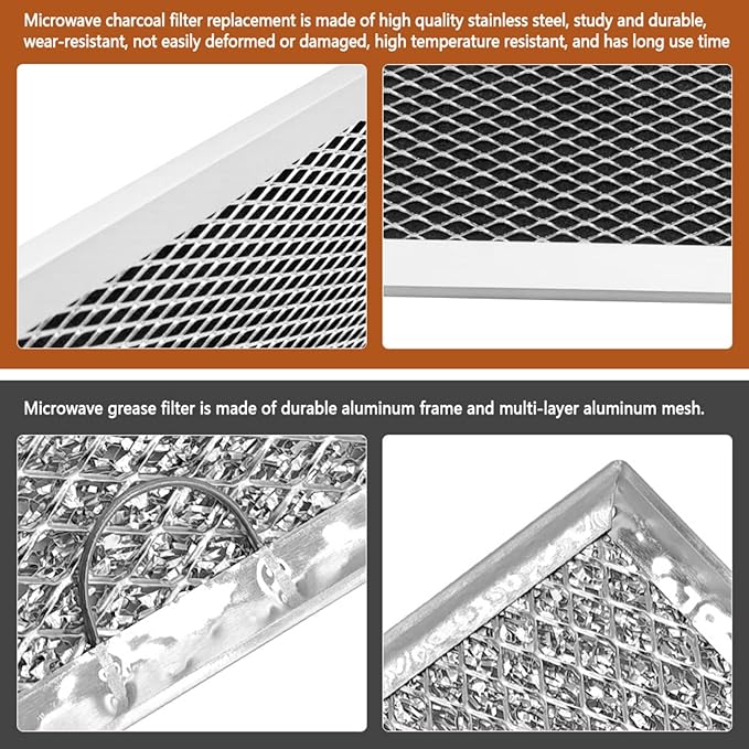 Microwave Oven Charcoal & Grease Filter Kit Compatible with Samsung ME19R7041FS, ME19R7041FS/AA, ME19R7041FT, ME19R7041FT/AA, ME19R7041FB, ME19R7041FB/AA, 3 Pcs