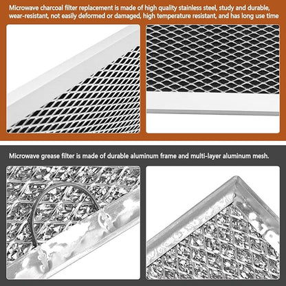 Microwave Oven Charcoal & Grease Filter Kit Compatible with Samsung ME19R7041FS, ME19R7041FS/AA, ME19R7041FT, ME19R7041FT/AA, ME19R7041FB, ME19R7041FB/AA, 3 Pcs