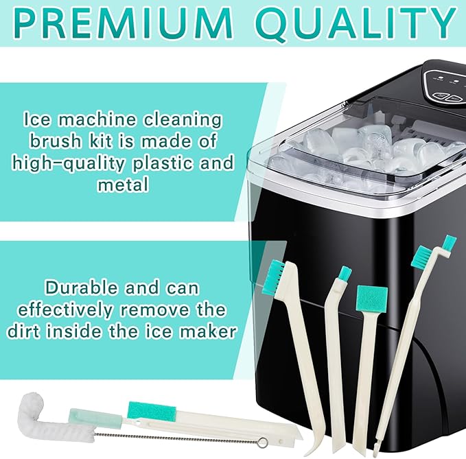 10 Pcs Ice Machine Cleaning Brush Kit, Ice Maker Cleaner Tools Set-2 Extra Long Pipe Drain Cleaners Brush, 9 Small Crevice Cleaning Brushes for Cleaning Ice Machine Crevice in Tight Spaces