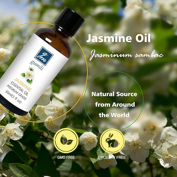 GM Gumili Jasmine Essential Oil, Fragrance Oil Scent Oils for Soap, Dryer Balls, Diffusers, Laundry, Bath Salts - 1 oz/30ml