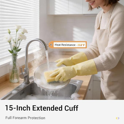 ThxToms 2 Pair Nitrile Dishwashing Cleaning Gloves,with Cotton Flocked Liner,Skin-Friendly & Anti-Slip Design,Y&P