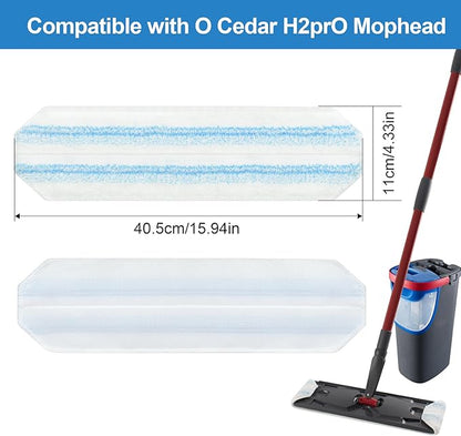 Mop Pads Replacements Compatible with O Cedar H2prO Flat Mop System Microfiber Mop Replacement Heads for O-Cedar/Vileda H2prO Flat Floor Mop, Washable & Reusable Pad Refills for Deep Cleaning, 4 Pack
