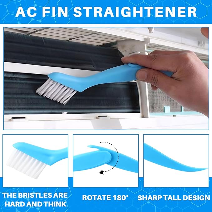8 Pcs Air Conditioning Fin Cleaner Set HVAC Coil Cleaning Brush Condenser Fin Straightener Evaporator Coil Cleaner AC Comb Condenser Split Cleaning Kit Fridge Radiator Tool (Beige,Wood)