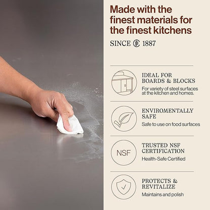 John Boos Stainless Steel Cleaner with Fine Mist Spray, Lavender Scent, 8 oz - Streak-Free Cleaning Polish & Stain Remover for Stoves, Ovens, Sinks, & Kitchen Surfaces
