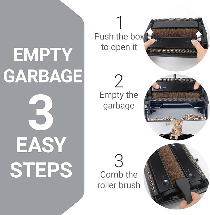 EZ SPARES Quiet Carpet Sweeper, Floor Sweeper with Horsehair Roller Brush Strong,Suitable for Carpet Cleaning Power,Bristle Sweeper,Great for House,Office,Kitchen,Carpet(Gray)