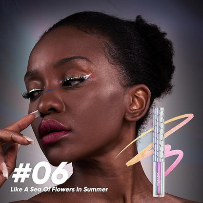 CHARMACY Chameleon Liquid Eyeliner, Liquid Glitter Eyeliner, Highly Pigmented, Metallic MultiColor Shifting waterproof Eyeliner, Ultra-Fine Tip, Longwearing, Smudge-proof (#301)