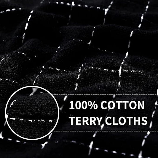 Homaxy 100% Cotton Terry Kitchen Towels(Multiple Colour, 13 x 28 inches), Checkered Designed, Soft and Super Absorbent Dish Towels, 8 Pack