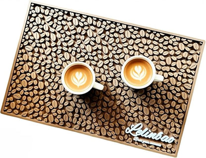 Bar Mats for Countertops, Heavy Duty Rubber Mat, 3D Coffee Bean Coffee Bar Mat, Dish Drying Mat for Kitchen, Restaurant, Coffee Bar Essentials, Non-Slip Drip Tray Mat(Coffee,18"x12")