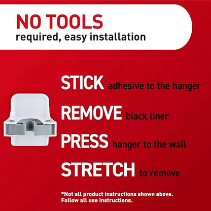 Command Broom Grippers, 3 Hangers and 6 Strips, Damage-Free Mop and Broom Holder Wall Mount, Household Cleaning Tool Organizer for Kitchen, Laundry Room, Closet, Holds up to 4 lb