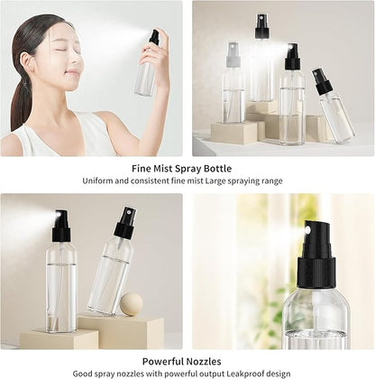 EPHECH 50PCS Small Spray Bottle, 3.4oz/100ml Travel Spray Bottle Clear Fine Mist Plastic Empty Refillable Spray Bottles for Skin Care, Hair Care, Plant Care & Home Cleaning